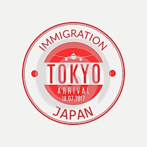 Tokyo passport stamp. Japan airport visa stamp or immigration sign. Custom control cachet. Vector illustration. photo